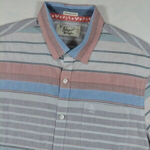 Original Penguin Heritage Slim Fit Short Sleeve Striped Button Down Shirt Large